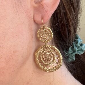 Gold tone metal crochet earrings for pierced ears